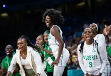 Rena Wakama and her D'Tigress players enjoying the win over Australia