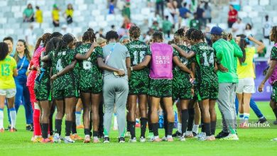 Super Falcons of Nigeria praying after the match against Brazil