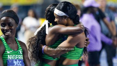 Nigeria's women's 4x100m relay team, comprising Justina Eyakpobeyan, Favour Ofili, Rosemary Chukwuma, and Tima Godbless, finished 6th in Heat 2