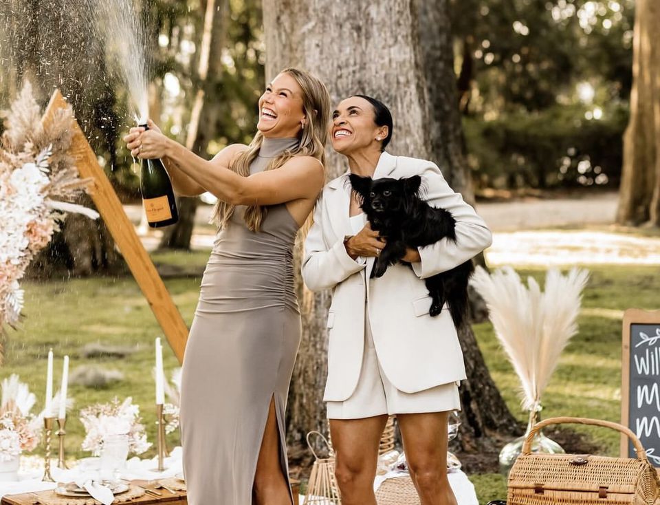 Brazilian football icon Marta, a six-time FIFA Player of the Year, has announced her engagement to her Orlando Pride teammate, Carrie Lawrence.