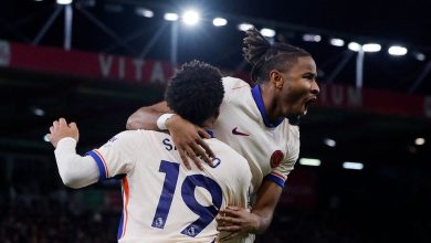 Nkunku celebrates Chelsea goal