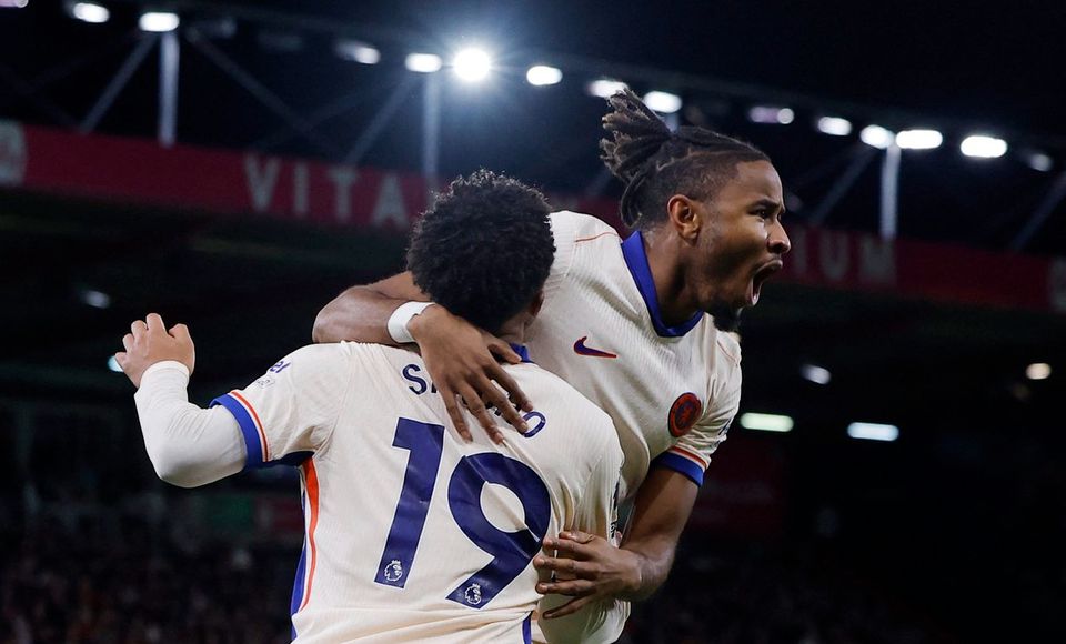 Nkunku celebrates Chelsea goal