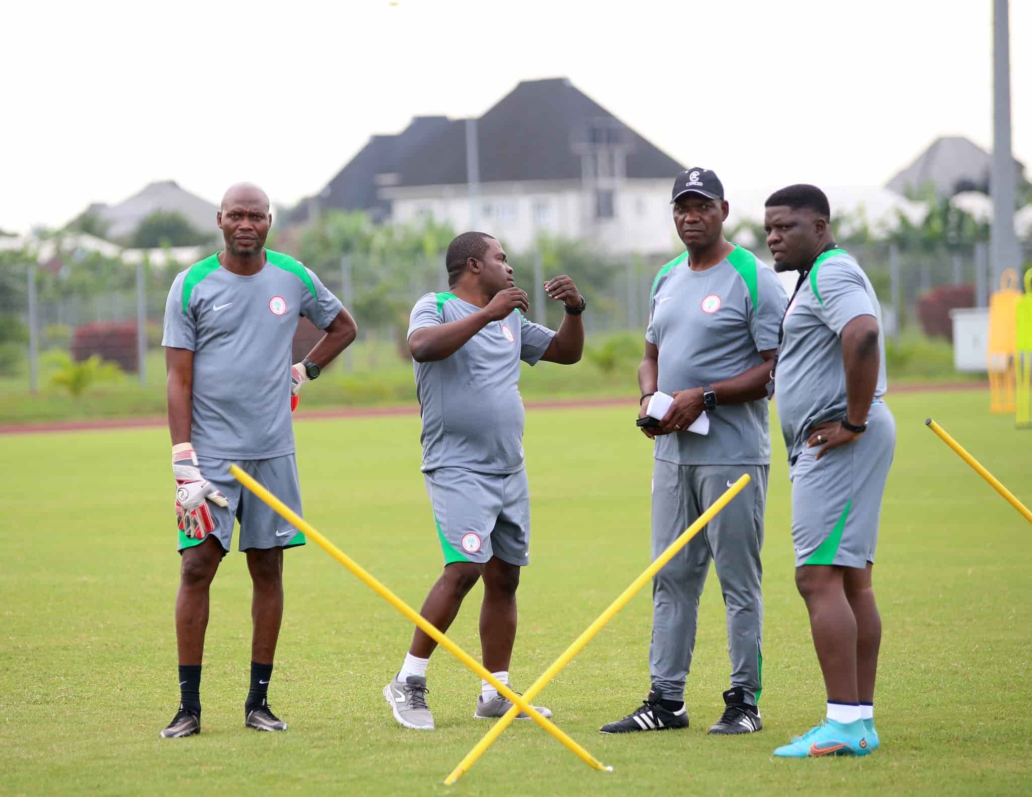 Eguavoen and his Super Eagles assistants Ilechukwu and Ogunmodede