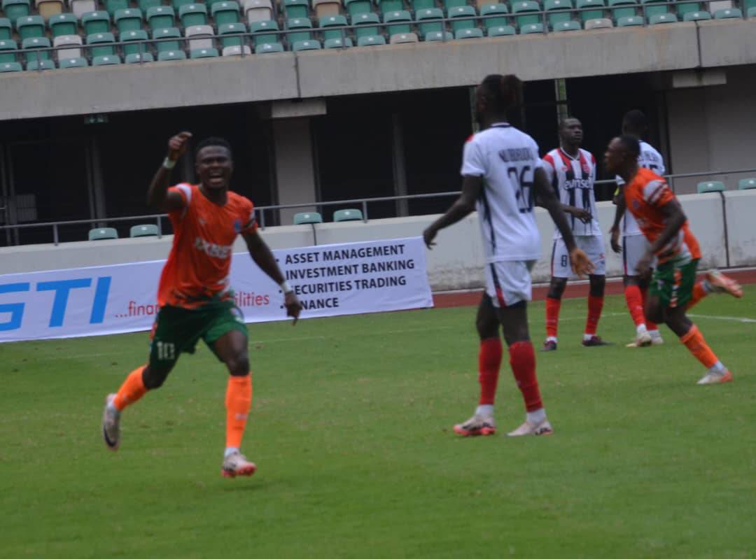 Edidiong Ezekiel celebrates his NPFL goal