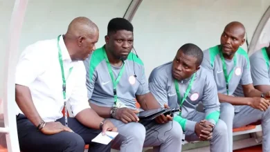 Eguavoen and his Super Eagles assistants Ilechukwu and Ogunmodede