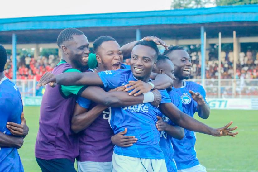 Enyimba FC players celebrating during their game against Heartland FC