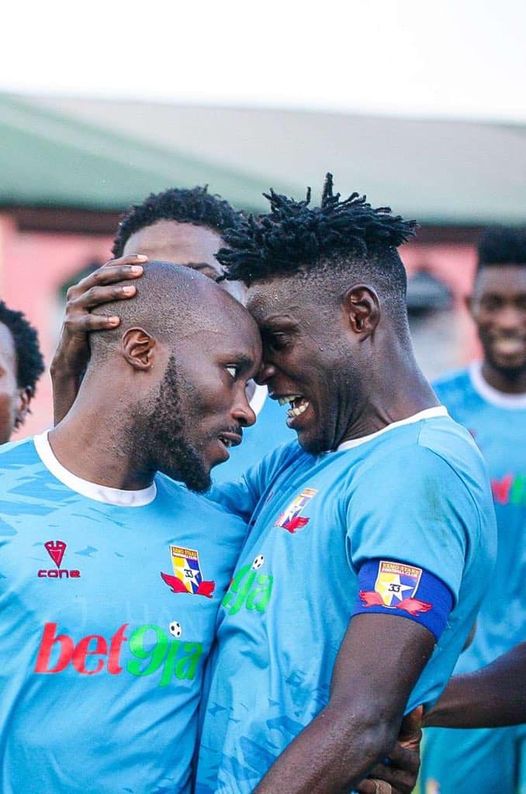 Remo Stars FC players celebrating during their game against Abia Warriors