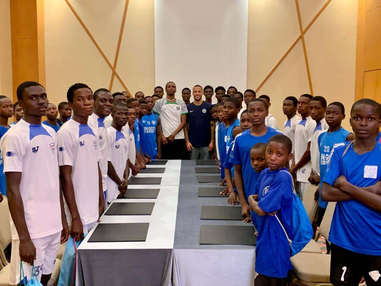 Super Eagles Captain Troost-Ekong and Actor Natse Jemide bless Blessed Stars Academy Players with Memorable Gifts