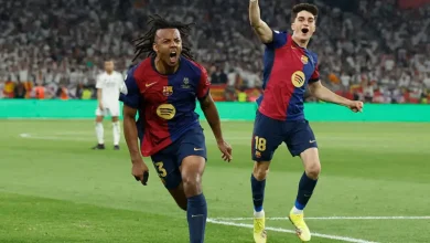 Jules Kounde scored a stunning extra-time goal as Barcelona beat Real Madrid to win the Copa del Rey in a thrilling Clasico in Seville.