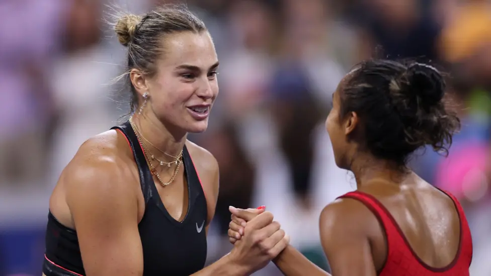 Defending champion Aryna Sabalenka has reached the US Open last 16 after defeating Leylah Fernandez of Canada in straight sets.