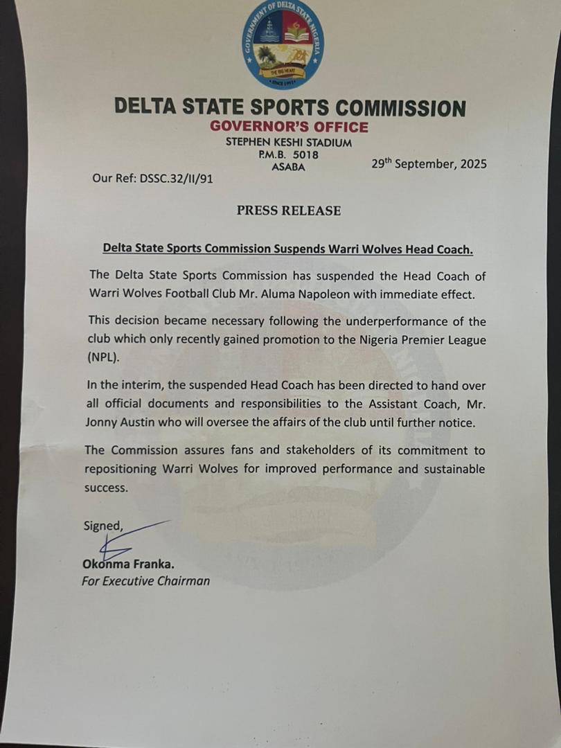 Warri Wolves are preparing to appoint two-time NPFL title-winning coach Kennedy Boboye as their new head coach following the suspension of Coach Aluma Napoleon.