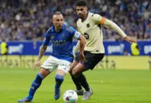 Barcelona came from behind to beat struggling Real Oviedo 3-1 and keep their unbeaten run in La Liga this season in a game that had 40-Year-Old Cazorla making his first La Liga start for the home side.