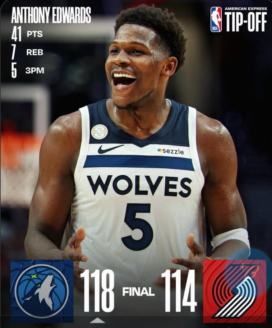 Anthony Edwards drops 41 as Wolves top Blazers
