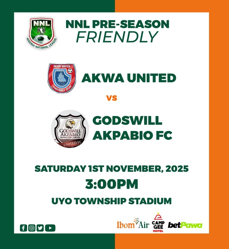 Football fans in Uyo are in for a treat today as Akwa United take on Godswill Akpabio FC in what many are calling the “talk of the town” friendly match.