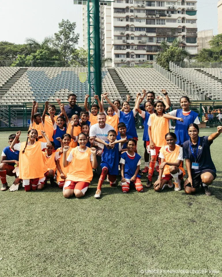 David Beckham in India sharing Football moments with kids