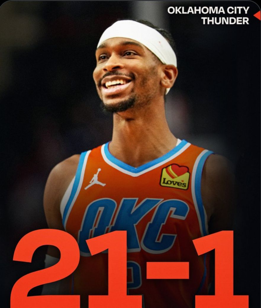 Oklahoma City Thunder moves to 21-1 after beating Warriors