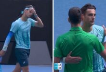 Lorenzo Musetti forced to retire against Djokovic