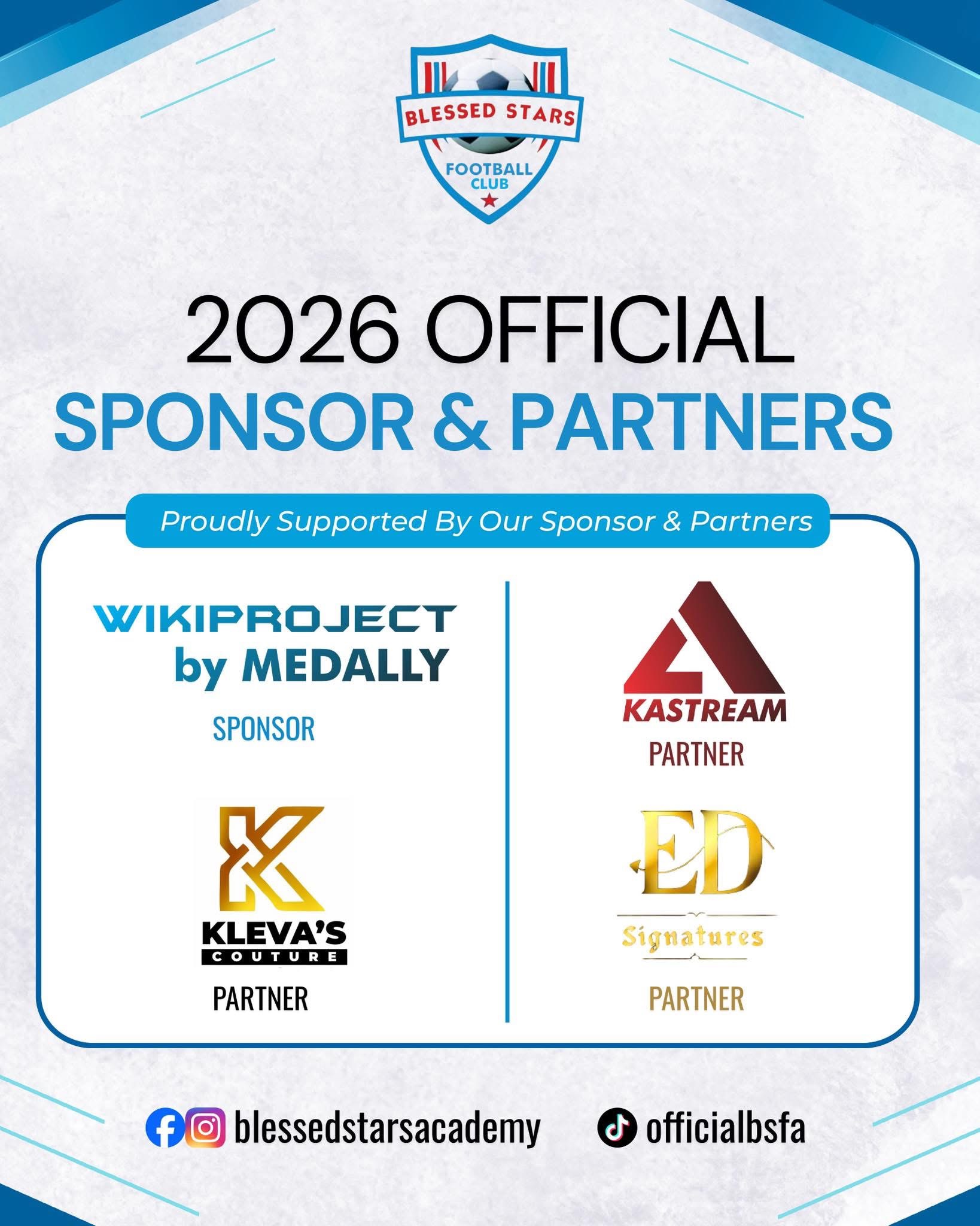 Nationwide League One (NLO) side Blessed Stars have announced their sponsors and partners ahead of the 2025/2026 season kickoff.