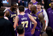 LeBron reacts as Lakers lose Doncic and Reaves to Injury